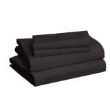 Amazon Basics Lightweight Super Soft Easy Care Breathable Microfiber 4 Piece Cozy Comfortable Bed Sheet Set, Wrinkle Resistant with 14-Inch Deep Pockets, Queen, Black, Solid - Retail: $18