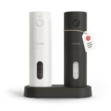 Electric Salt and Pepper Grinder Set, USB Rechargeable, Automatic Salt and Pepper Mills, Spice Shakers Refillable with LED Light, Adjustable Coarseness, Ceramic Grinder (Black/White) - Retail: $55
