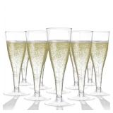 100 Pack Clear Plastic Champagne Flutes - 4.5 oz Durable Disposable Champagne Glasses for Parties, Weddings, Toasting and Large Celebrations - Elegant Wine Glasses Stemware for Easy Cleanup - Retail: 