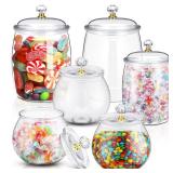 6 Pcs Plastic Candy and Cookie Jar with Lids Decorative Apothecary Jars Candy Buffet Containers Clear Airtight Food Storage Canister Home Decoration(30/42/64 oz, Classic, Stylish) - Retail: $44