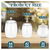 6 Pcs Plastic Candy and Cookie Jar with Lids Decorative Apothecary Jars Candy Buffet Containers Clear Airtight Food Storage Canister Home Decoration(30/42/64 oz, Classic, Stylish) - Retail: $44