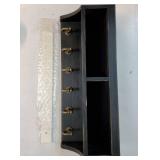 Key Holder Wall Mount - Mail Organizer Wall Mount with 6 Key Hooks and Storage Box for Sunglasses Storage and Dog Leash Holder Home Decor Rack Apartment Farmhouse Shelf Entryway Organizer (Black) - Re