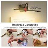 Hardwired Picture Light 12 LED Wall Art Light with Remote, 3CCT Dimmable Picture Lights for Wall, Gallery Art Lamp for Paintings Poster Light, 2700K-6500K Warm Nature White, 12W, Black - Retail: $33"