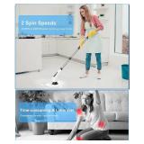 Electric Spin Scrubber, Cordless Cleaning Brush with 8 Replaceable Brush Heads, Tub and Floor Tile 360 Power Scrubber Dual Speed with Adjustable & Detachable Handle for Bathroom Kitchen Car - Retail: 