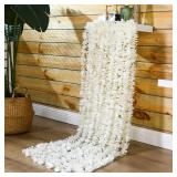 48 PCS Artificial Wisteria Hanging Flowers 6.56 Ft/pcs Fake Wisteria Vine Kit Hanging Flower for House Outdoor Garden Ceremony Outside Wedding Arch Floral Decor (White) - Retail: $71