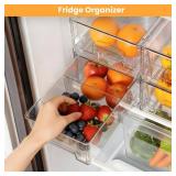 2 Pack Stackable Storage Drawers, Plastic Organizers Bins, Drawers Storage with Handles and Movable Dividers for Organization and Storage in Fridge, Bathroom, Pantry, Kitchen Cabinets, Under Sink - Re