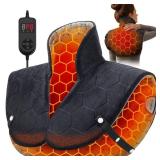 Far Infrared Heating Pad for Neck and Shoulders 2X Carbon Fiber 6X Deeper Heat for Fast Relief from Chronic Pain in Seniors 8 Heat Levels, 4H Auto Shut Off, Ideal for Winter (Black) - Retail: $70
