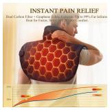 Far Infrared Heating Pad for Neck and Shoulders 2X Carbon Fiber 6X Deeper Heat for Fast Relief from Chronic Pain in Seniors 8 Heat Levels, 4H Auto Shut Off, Ideal for Winter (Black) - Retail: $70
