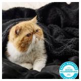 GentleSoft Sherpa Fleece Twin Size Blanket for Couch, Non-Heated, Thick and Warm Throw for Women and Men, Soft Fuzzy Plush Twin Blanket for Winter, Black, 60x80 Inches - Retail: $28