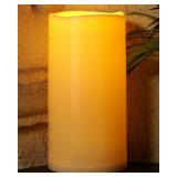 6 x 12" Extra Large Outdoor Waterproof Candle with Auto 6-Hour Timer, Ivory Plastic Made, Long Last for Half A Year - Retail: $30"
