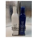 Oil and Vinegar Dispenser Set - 17oz/500ml, Extra Thick Glass, Leak-Proof, Olive Oil Dispenser Bottle for Kitchen (White Blue). MISSING ACCESSORIES. - Retail: $21
