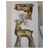 2pcs Gold Christmas Reindeer Figurines, Tabletop Reindeer Christmas Decor Indoor, Small Resin Xmas Brass Deer Decorations for Home Mantel Decor - Retail: $26
