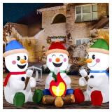 6 FT Long Christmas Inflatable Snowman with Campfire, 3 Pack Small Snowman with Built-in LEDs Christmas Blow Up Yard Decoration with Light for Xmas Party Outdoor, Garden, Lawn Winter Decor - Retail: $