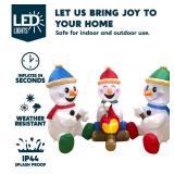 6 FT Long Christmas Inflatable Snowman with Campfire, 3 Pack Small Snowman with Built-in LEDs Christmas Blow Up Yard Decoration with Light for Xmas Party Outdoor, Garden, Lawn Winter Decor - Retail: $