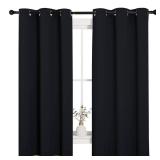 Pitch Black Solid Thermal Insulated Grommet Blackout Curtains/Drapes for Bedroom Window (2 Panels, 42 inches Wide by 63 inches Long, Black) - Retail: $30