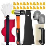 Laminate & Vinyl Flooring Installation Kit, Heavy Tapping Block, Pull Bar, Spacers, Contour Gauge, Rubber Mallet (7 in 1 Flooring Tools