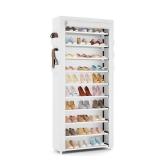 Vertical Narrow Shoe Rack Organizer Tall Shoe Rack for Closet Entryway 10 Tier Non-Woven Cover Shoe Shelf Holds 36-41 Pairs Free Standing Shoe Storage Cabinet with Dustproof Cover, White - Retail: $32