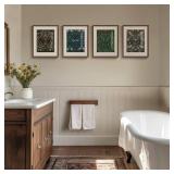 Framed William Morris Canvas Wall Art, 4 Piece Vintage Botanical Floral Bird Wall Art Decor, Retro Strawberry Thief Painting Artwork for Living Room, Bedroom, Bathroom, Office, Dining Room, 8x10 - Ret