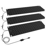 3 Pcs Snow Melting Walkway Mat, 10 x 30" Non Slip Rubber Heated Mat with Power Cord, 2 in/h Speed Snow and Ice Heated Pad for Winter Outdoor Stair Step Doorway Walkway Driveway (Black) - Retail: $139"