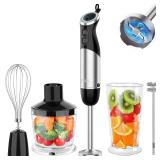 Immersion Blender Handheld, 1000W 12-Speed 5 in 1 Hand Mixer Stick Blender with 304 Stainless Steel Blade, Food Processor, Beaker, Egg Whisk&Milk Frother, Non-BPA, Smoothies PurÃ©e Baby Food. CUPS S