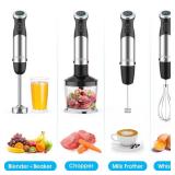 Immersion Blender Handheld, 1000W 12-Speed 5 in 1 Hand Mixer Stick Blender with 304 Stainless Steel Blade, Food Processor, Beaker, Egg Whisk&Milk Frother, Non-BPA, Smoothies PurÃ©e Baby Food. CUPS S