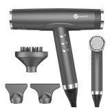 Professional Ionic Hair Dryer with Diffuser - Lightweight, Compact, Powerful & Fast Salon Blow Dryer with High Speed Brushless Motor for Travel, Women & Men (Ceramic, Dark) - Retail: $130