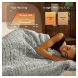 Heated Blanket Electric Blanket Throw - Fast Heating Blanket Throw Double Sided Sherpa Ultra Soft Cozy with 6 Heating Levels & 1-4 Hours Auto Off, Machine Washable, 50 x 60 Inches, Grey - Retail: $65
