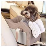Dog Car Seat for Small Dog Center Console Seat Pet Booster Seat for Car Puppy Car Seat for Small Dogs(Champagne+Khaki) - Retail: $40