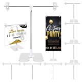 8 Pack Adjustable 11 in - 36.6 in High Metal Banner Holder Table Top Banner Display Poster Stand T Shaped Stand Desktop Business Poster Holder Advertising Display Sign Indoor Outdoor - Retail: $38