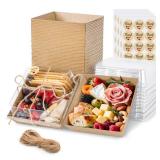 50 Pack Charcuterie Boxes with Clear Lids 5.3x4.9x2.5 Inch Paper Mini Charcuterie Box Takeout Containers for Cookie Cake Slice Sandwich Strawberries(Brown) - Retail: $16