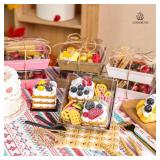50 Pack Charcuterie Boxes with Clear Lids 5.3x4.9x2.5 Inch Paper Mini Charcuterie Box Takeout Containers for Cookie Cake Slice Sandwich Strawberries(Brown) - Retail: $16