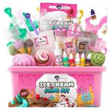 Original Stationery Ice Cream Slime Kit for Girls Toys, DIY Cherry-Scented Slime Making Set with 31 Pieces, Fun Arts and Crafts for Kids Ages 8-12, Easter and Birthday. CONTAINER DAMAGED and UNSURE OF