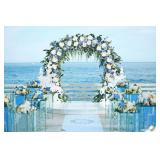 2Pcs Artificial Peony Flower Garland - Silk Peony Garland with Purple White Flowers for Wedding Party Table Decoration,6ft/Strand(White&Blue&Dark Blue) - Retail: $30