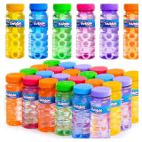6 Pcs Bubble Bottles with Wand Assortment for Kids, 4oz Blow Bubbles Solution Novelty Summer Toy - Activity Party Favor Assorted Colors Set, Party Favors, Birthday - Retail: $37