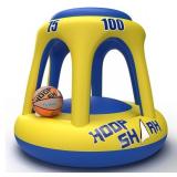 Swimming Pool Basketball Hoop Set by Hoop Shark - Yellow/Blue - Inflatable Hoop with Ball - Perfect for Competitive Water Play and Trick Shots - Retail: $50