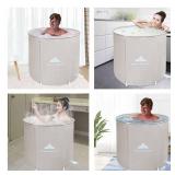 Foldable Ice Bath Tub, Cold Plunge Tub for Adult, Outdoor Freestanding Bathtub Spa Tub for Cold Water Therapy (warm grey, 93 Gal)