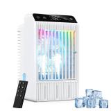 Portable Air Conditioners with Display, 1000ml Mini Air Conditioner 4-in-1 Air Cooler Remote Humidifier Mini AC with Dual Spray & 7 Colors Light, 4 Speeds Timing Personal Air Conditioner Cooling Fan -
