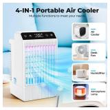 Portable Air Conditioners with Display, 1000ml Mini Air Conditioner 4-in-1 Air Cooler Remote Humidifier Mini AC with Dual Spray & 7 Colors Light, 4 Speeds Timing Personal Air Conditioner Cooling Fan -
