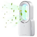 Desk Fan, Portable Bladeless Fan 11.8 inch Small Personal Cooling Fan with 5 Colors Touch Control LED Light, Quiet Table Fan for Office, Home, Bedroom - Retail: $30