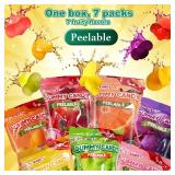 7 Fruits in 7 Packs Assorted Gummy Candies Individually Wrapped, Peelable Fruit-Shaped Gummies Candy made with Real Fruit Juice, Chewy Peeling Candy Gummy Snacks Net 350g/12.35oz