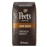 Peet s Coffee French Roast Premium Dark Roast Whole Bean Coffee  Arabica  18 oz