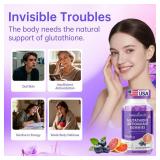 SustainWell Glutathione Collagen Gummies Premium L-Glutathione&Collagen Supplement Gummies for Skin Brightening, Antioxidant Support & Cellular Detox Sugar Free 60 Count Blueberry Flavor (EXP 08/05/27