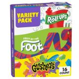 Fruit Roll-Ups, Fruit by the Foot, Gushers 16 Count Variety Pack