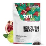 Zest Energy Green Tea Pomegranate Mojito High Caffeine Tea Bags for Focus & Morning Energy Natural Caffeinated Tea with 135mg Caffeine Coffee Substitute 20Ct Pack, Non-GMO & Keto Friendly