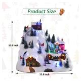 Chonsun Christmas Village 10.6 Inch Alpine Christmas Snowflakes with LED Lights Xmas Resort Music with USB/3AA Batteries Indoor Display Figurines Tabletop Decorations
