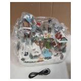 Chonsun Christmas Village 10.6 Inch Alpine Christmas Snowflakes with LED Lights Xmas Resort Music with USB/3AA Batteries Indoor Display Figurines Tabletop Decorations