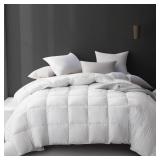 Hotel Grand Luxury White Goose Feather Down Fiber Comforter Twin Size, 100% Cotton All Season Duvet Insert Twin, Medium Warmth Bedding Comforter with 8 Corner Loops, White 68x90 Inch - Retail: $60