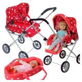 Baby Doll Stroller Play Set, 3-in-1 Babydoll Stroller with Removable Bassinet Baby Carriage for Dolls Toy Doll Stroller for Toddlers 3-4 Years, - Retail: $45
