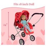 Baby Doll Stroller Play Set, 3-in-1 Babydoll Stroller with Removable Bassinet Baby Carriage for Dolls Toy Doll Stroller for Toddlers 3-4 Years, - Retail: $45