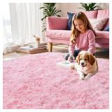 Pink Fluffy 4x6 Area Rugs for Bedroom Girls, Soft Washable Fuzzy Furry Shag Rug for Kids Room, Nursery, Dorm Decor, Cute Plush Carpet for Baby Toddler - Retail: $17